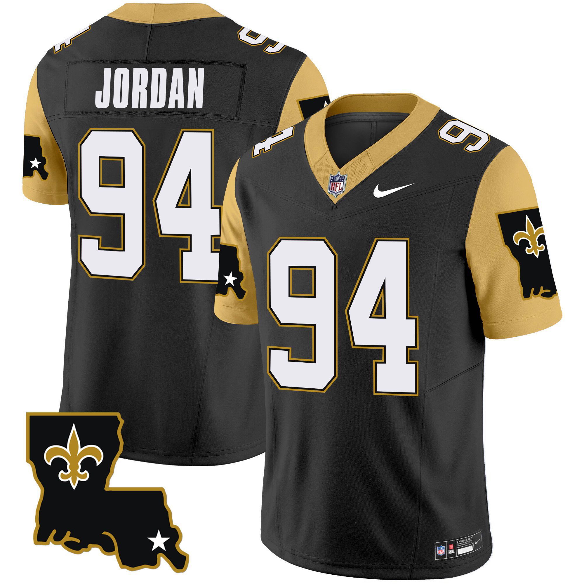 Men New Orleans Saints 94 Jordan Black 2024 Nike 1987 Legacy Vapor Limited NFL Jersey